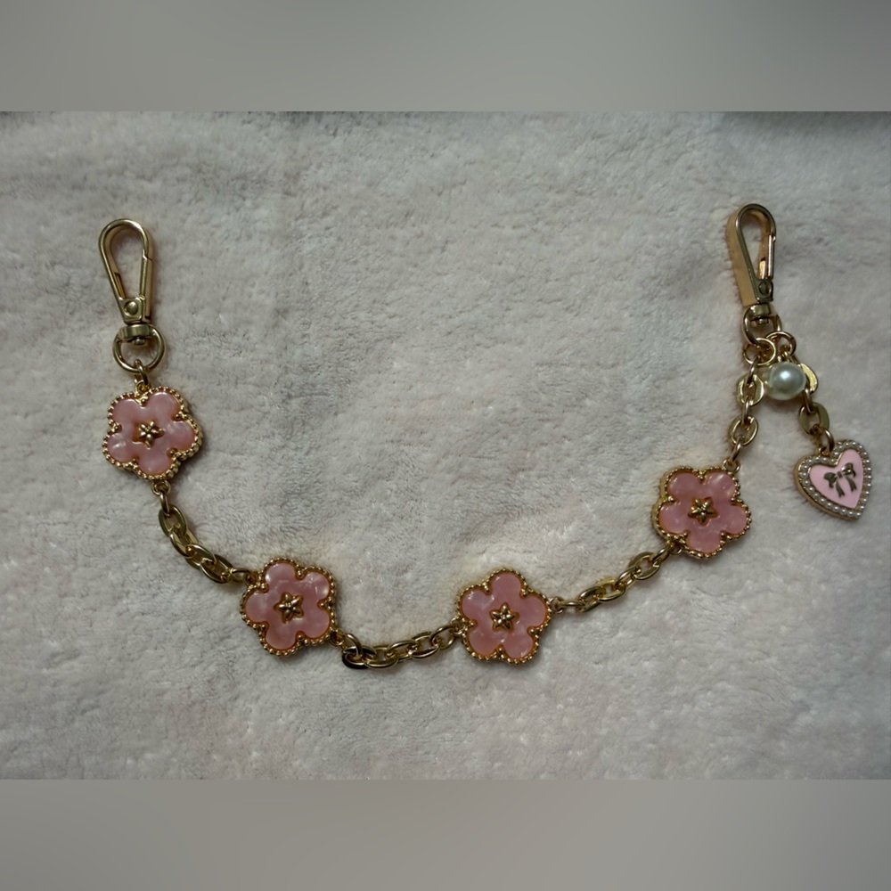 🆕 Gold and Pink Flower Chain for bag 👜